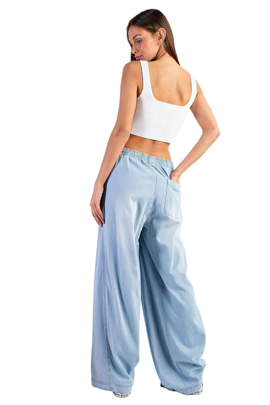 Light Wash Wide Leg Denim Pants