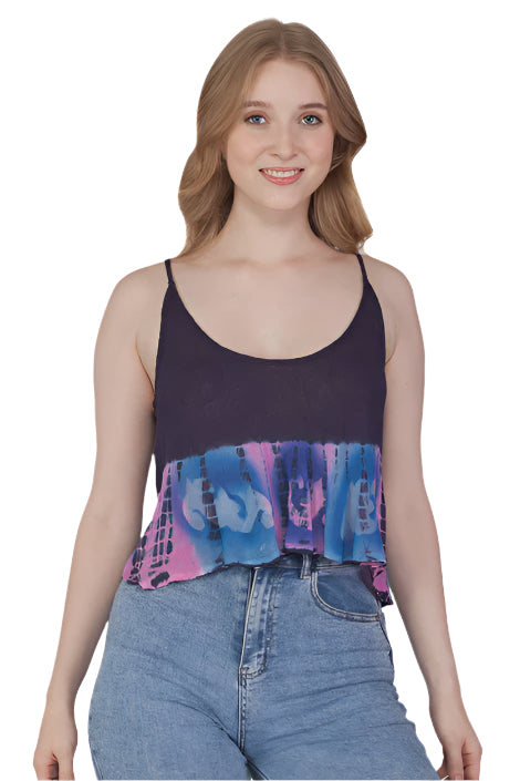 Tie Dye Ruffle Bottom Tank Top