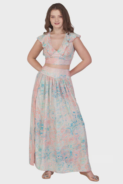 Sari Crop Top and Skirt 2 Piece Set