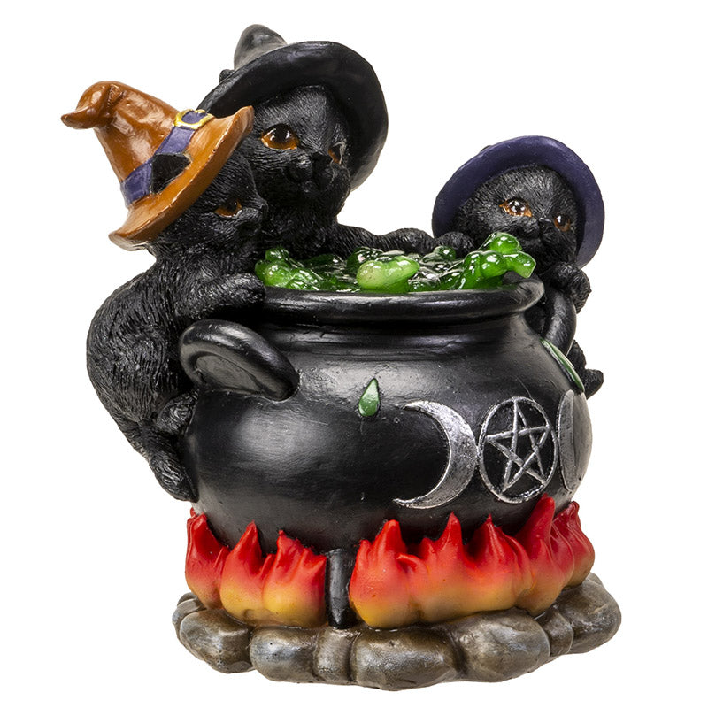 Wiccan Kittens on Triple Moon Cauldron Figurine SALE