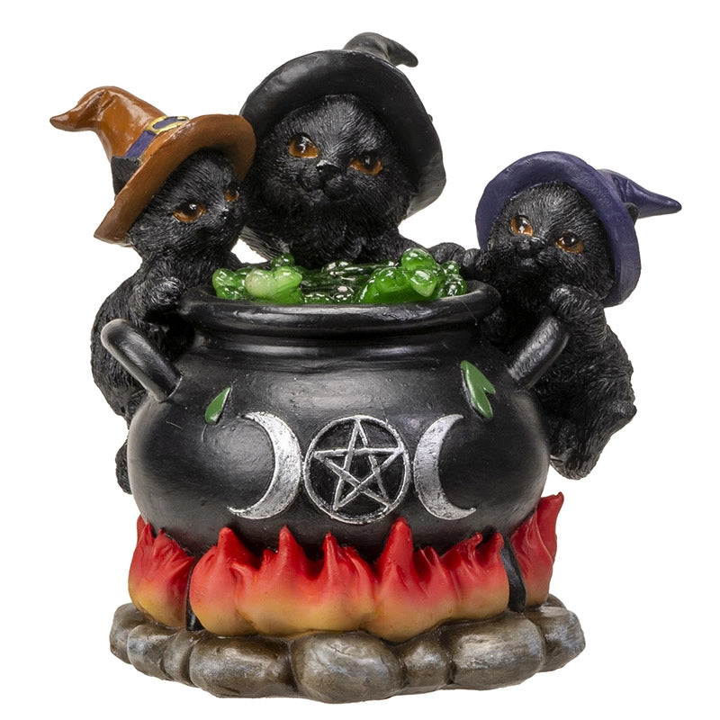 Wiccan Kittens on Triple Moon Cauldron Figurine SALE