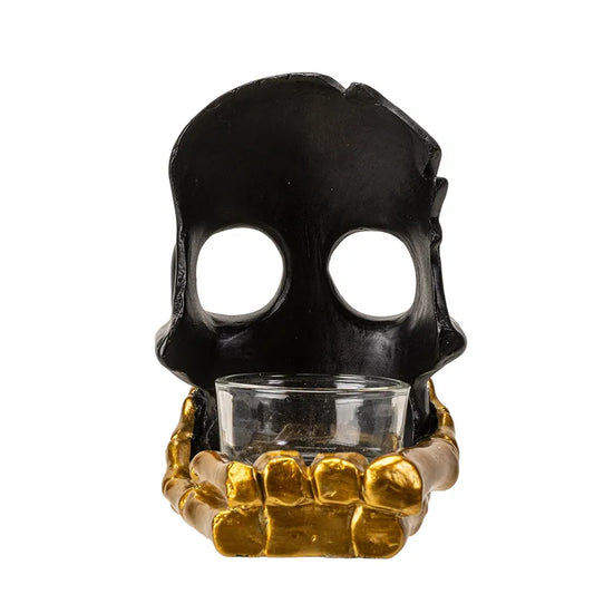 Black and Gold Skull Candleholder