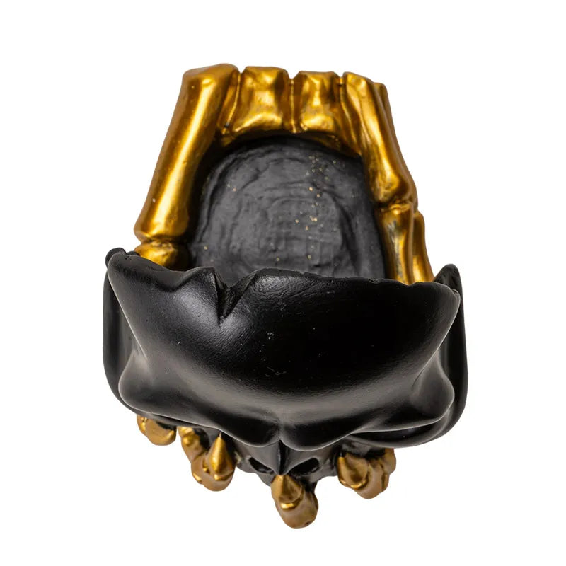 Black and Gold Skull Candleholder