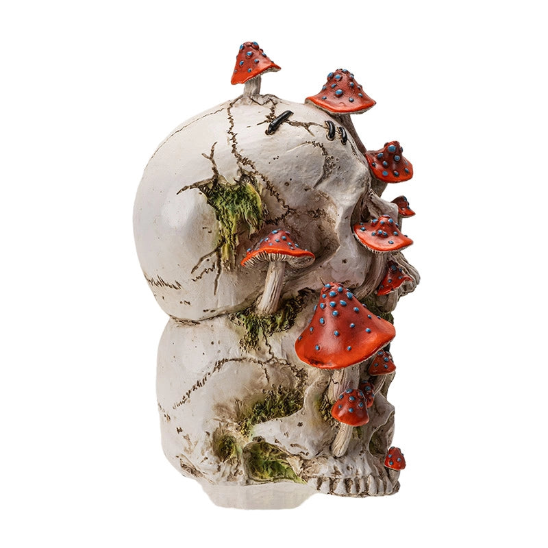 Stacked Skulls with Mushrooms