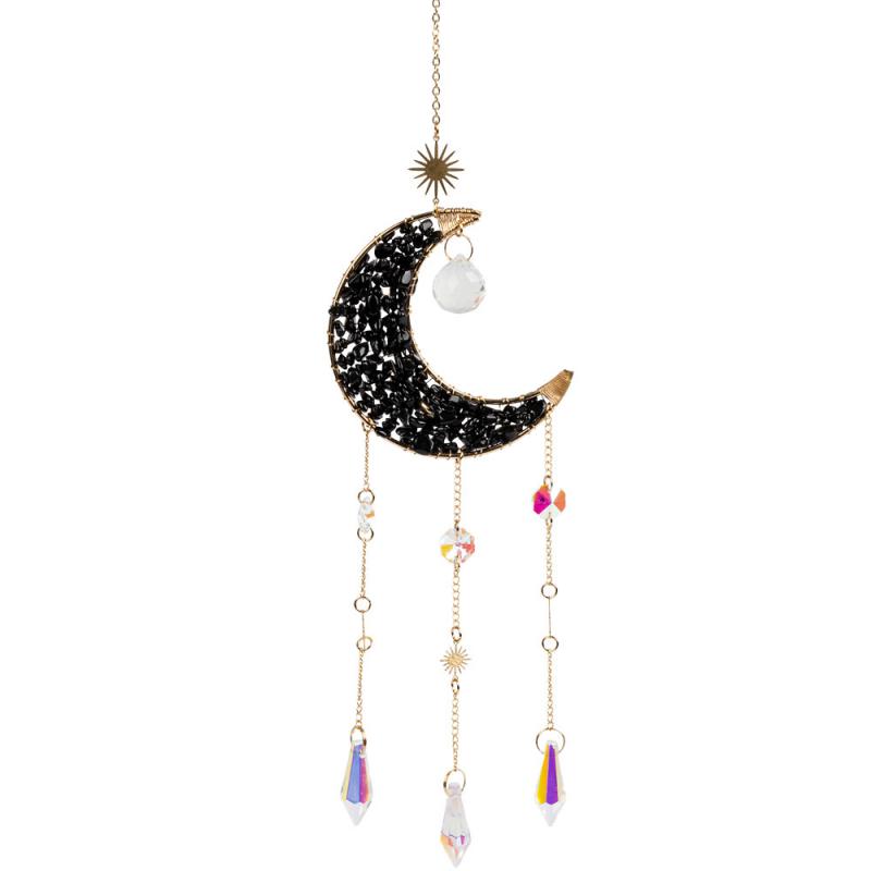 Black Obsidian Crescent Moon Suncatcher