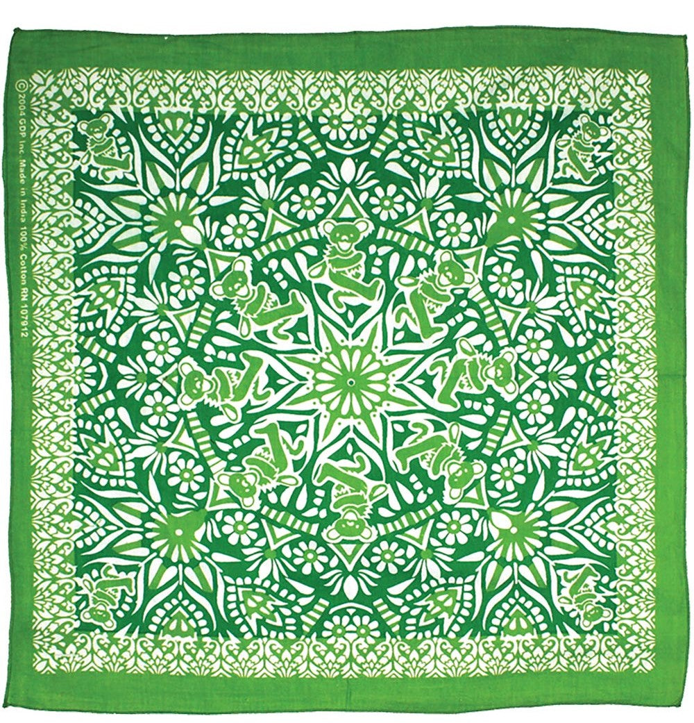 Grateful Dead Bear Mandala Bandana - Green