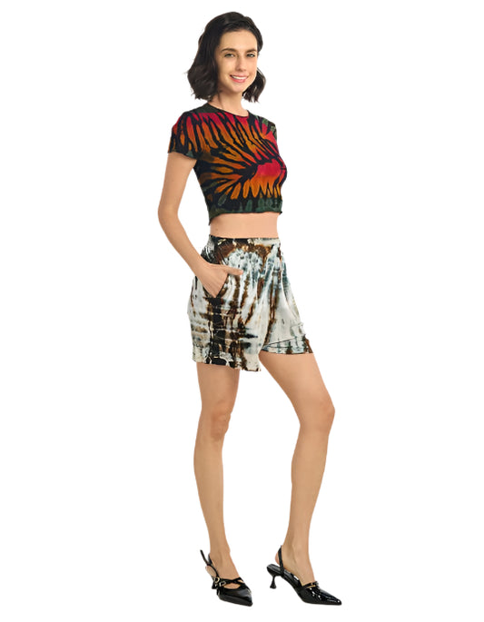 Vibrant Tie Dye Sunburst Crop Top