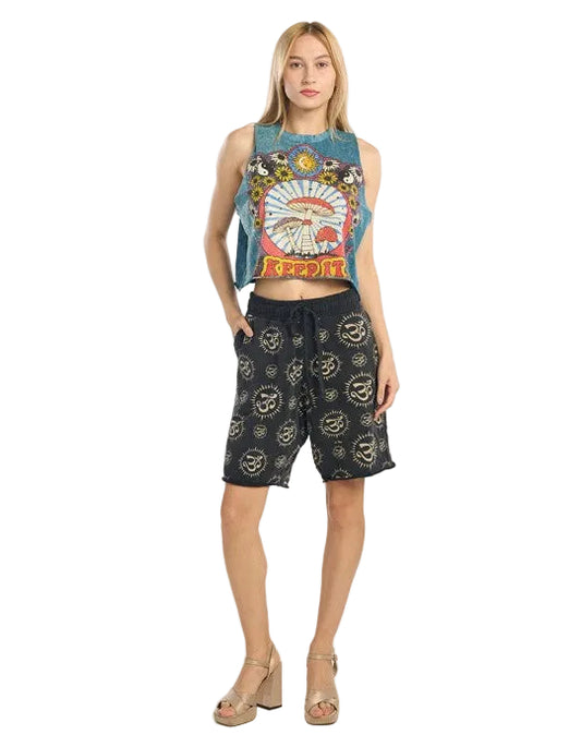 Mushroom Stone Wash Sleeveless Cotton Top