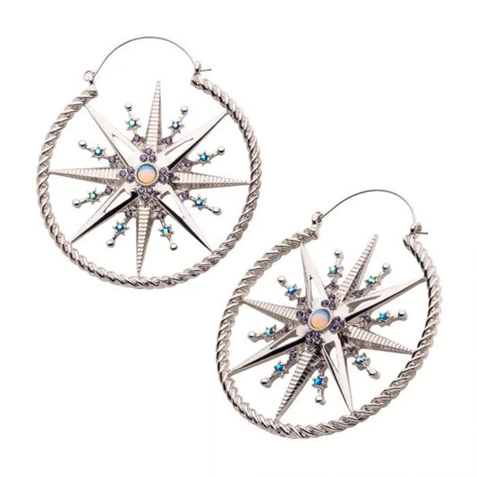 Multi Gem Celestial Starburst Plug Hoops - 20g
