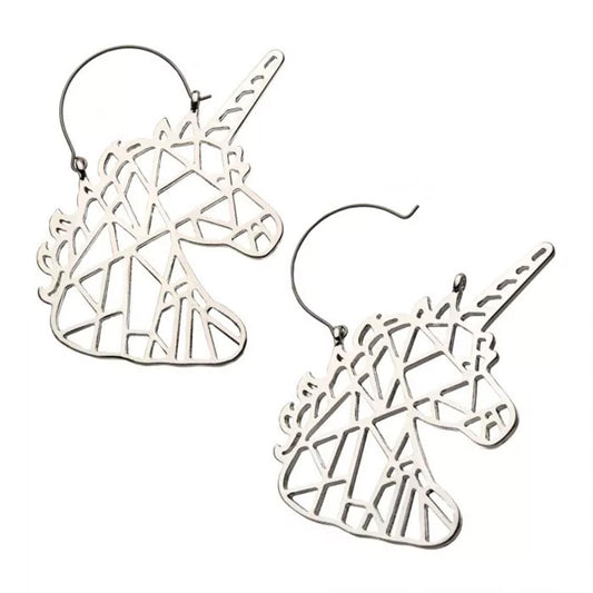 Geometric Unicorn Plug Hoops - 20g