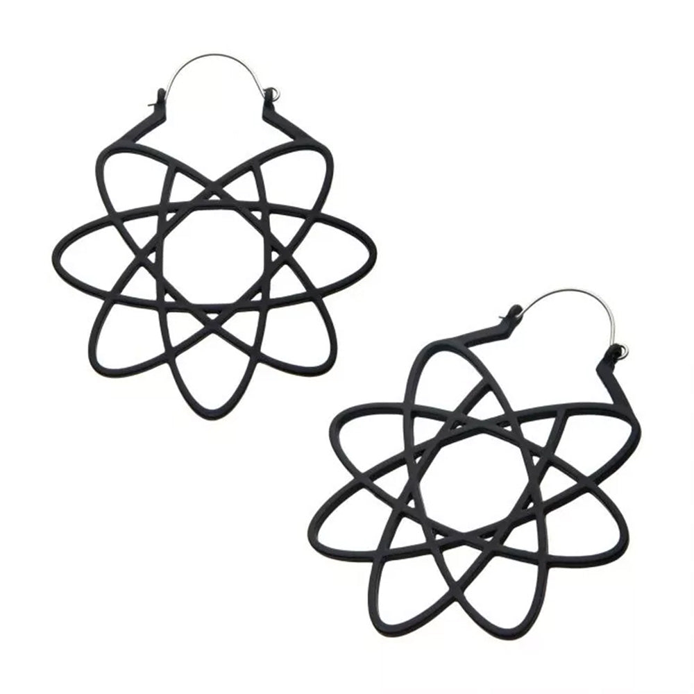 Matte Black Geometry Plug Hoops - 20g