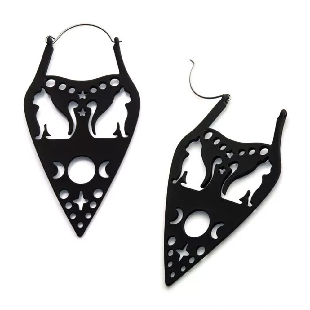 Cut Out Cats, Stars & Moon Design Plug Hoops - 20g