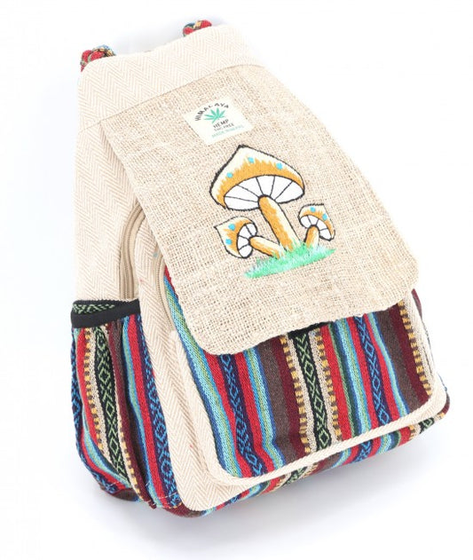 Hemp and Nepalese Cotton Mushroom Embroidered Backpack