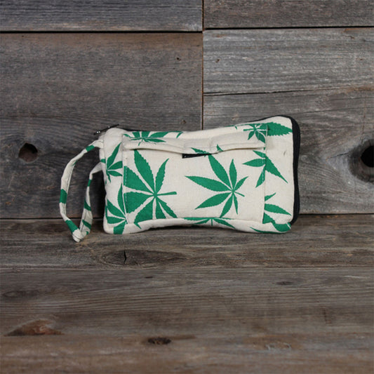 Pot Leaf Padded Stash Bag with Double Pockets - 8x5 SALE