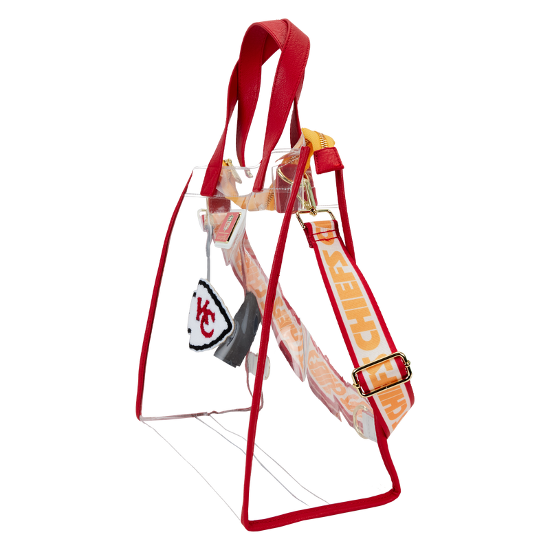 Loungefly NFL Kansas City Chiefs Clear Convertible Backpack & Tote Crossbody Stadium Bag