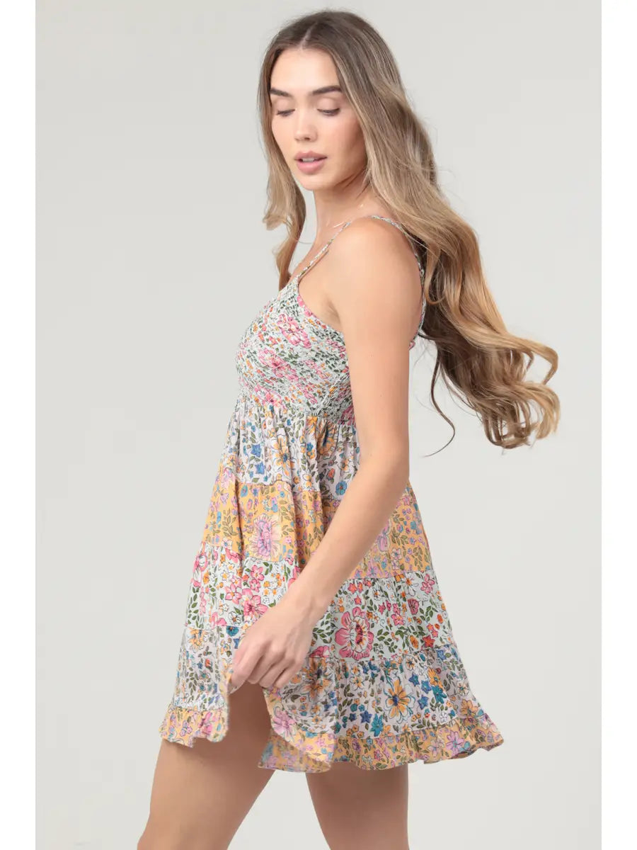 Sun-Drenched Patchwork Mini Dress