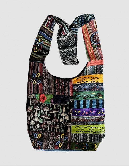 Mushroom Tribal Stripe patchwork Hobo Bag