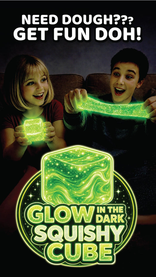 Fun Doh Glow-in-the-Dark Squish & Squeeze Sparkle Cube Toy