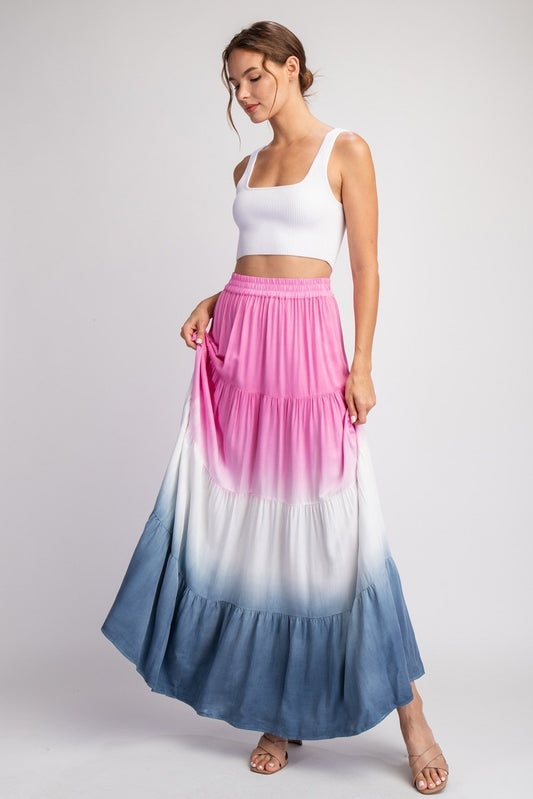 Deep Dyed Ombre Maxi Skirt