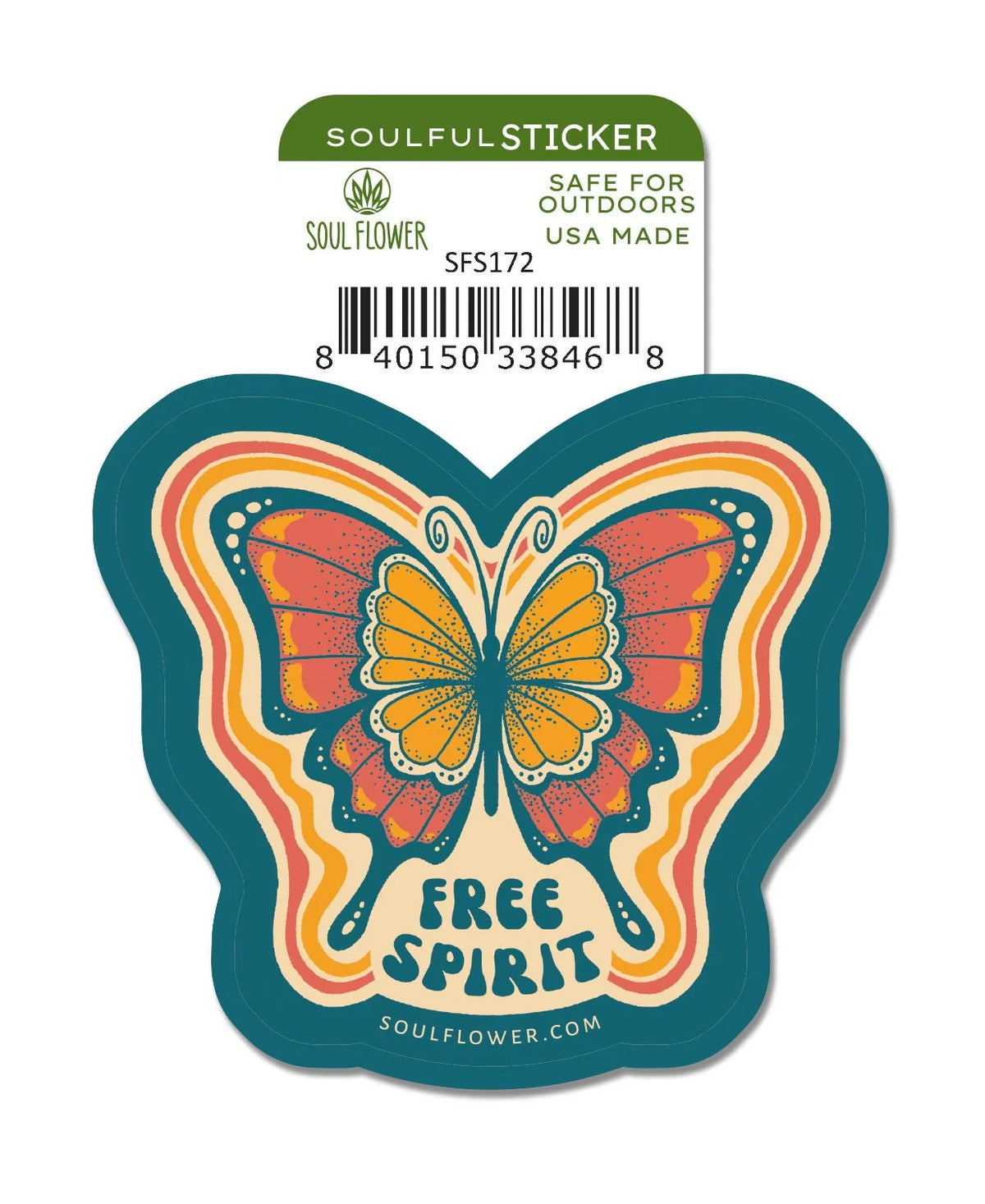 Soul Flower Free Spirit Butterfly Sticker