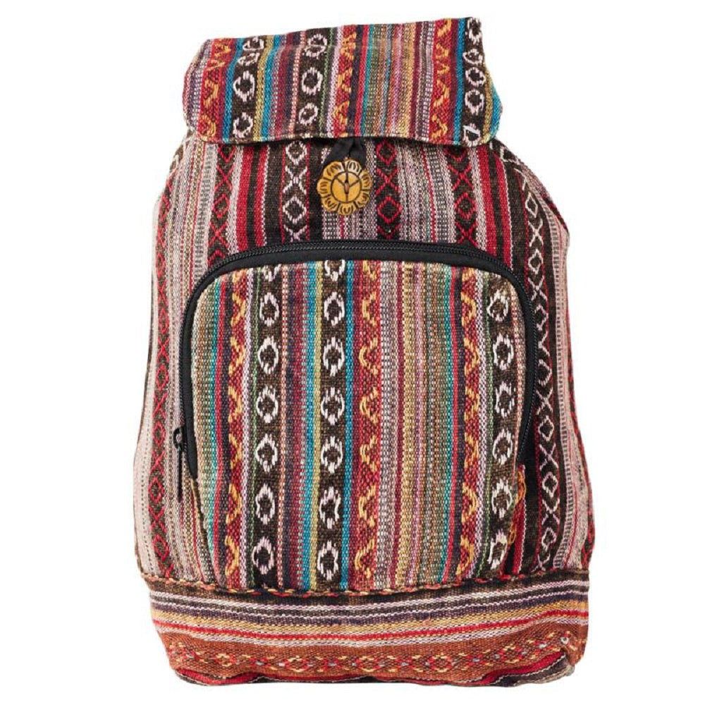 Stonewash Striped Backpack with Flower Button