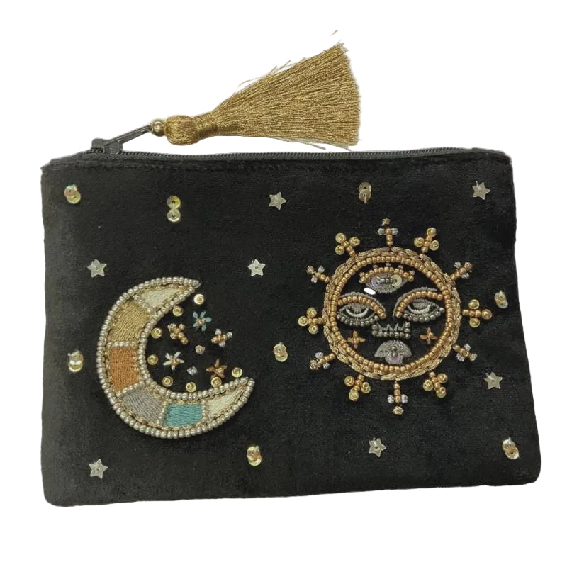 Sun and Moon Black Coin Purse