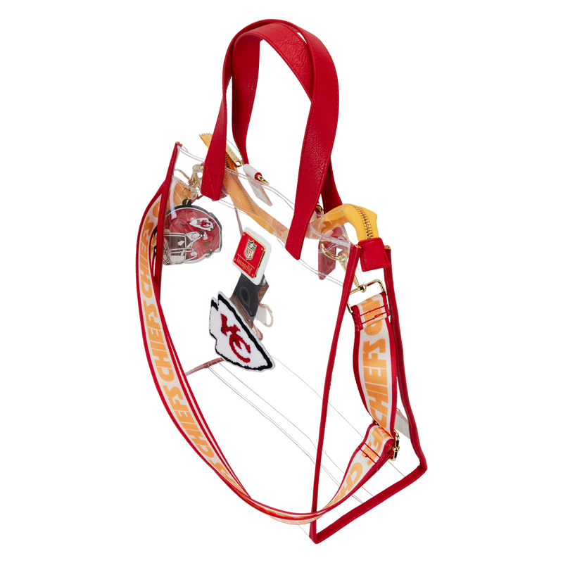 Loungefly NFL Kansas City Chiefs Clear Convertible Backpack & Tote Crossbody Stadium Bag