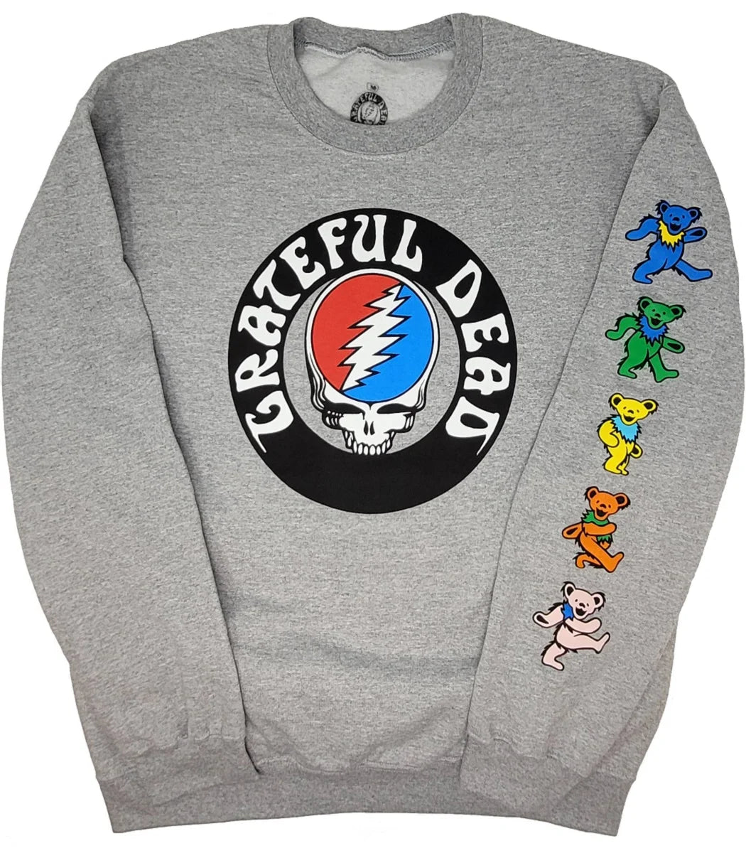 Grateful Dead Steal Your Face with Dancing Bears on the Sleeve Sweatshirt