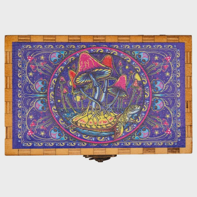 Mushrooms on Wooden Tarot Box