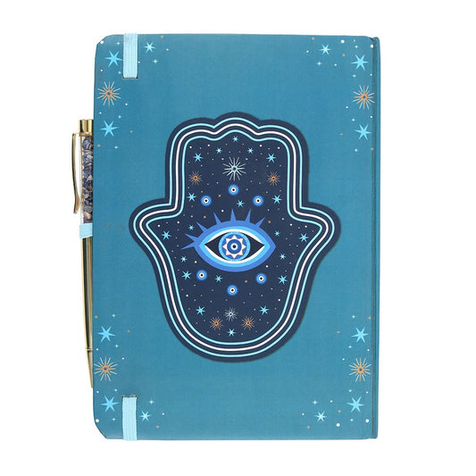 Hand of Hamsa Notebook with Crystal Pen