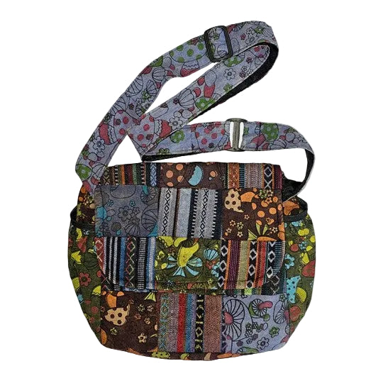 Patchwork Mushroom Print Crossbody Bag