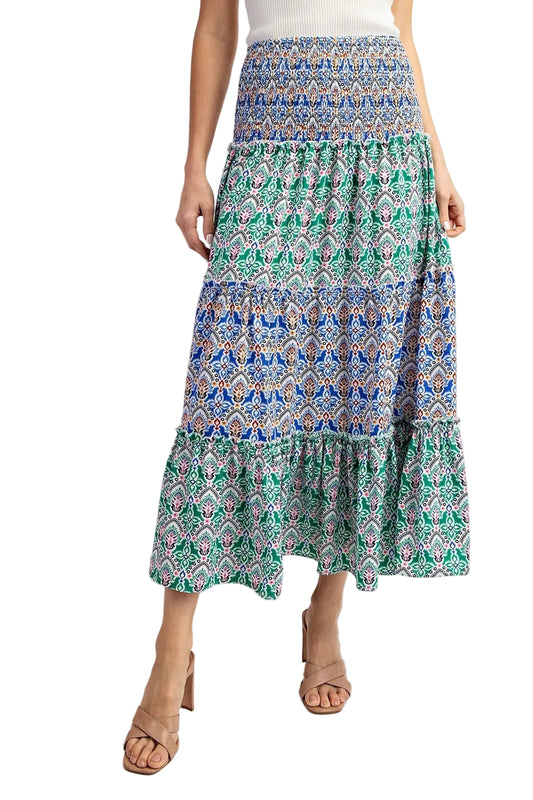 Printed Color Black Tiered Maxi Skirt SALE