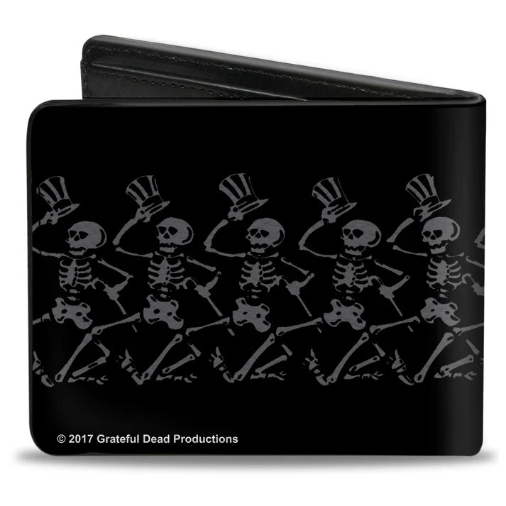 Grateful Dead Steal Your Face Logo Dancing Skeletons Bi-Fold Wallet