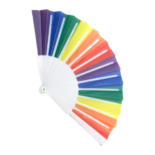 Rainbow Striped Hand Fan