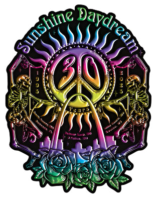 Sunshine Daydream 30th Anniversary Skeleton STL Logo Die Cut Sticker - Rainbow