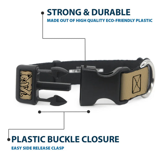 Grateful Dead Dancing Bears in Tan and Black Dog Collar 1" inch Wide