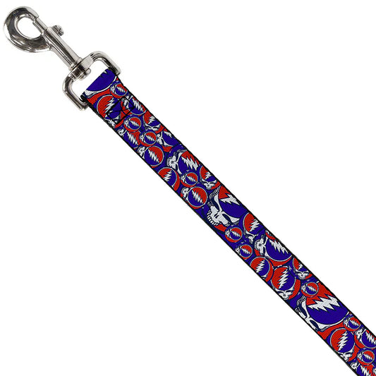 Grateful Dead Steal Your Face Stacked Print Dog Leash - 1" Wide