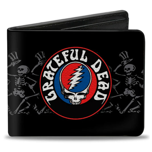 Grateful Dead Steal Your Face Logo Dancing Skeletons Bi-Fold Wallet