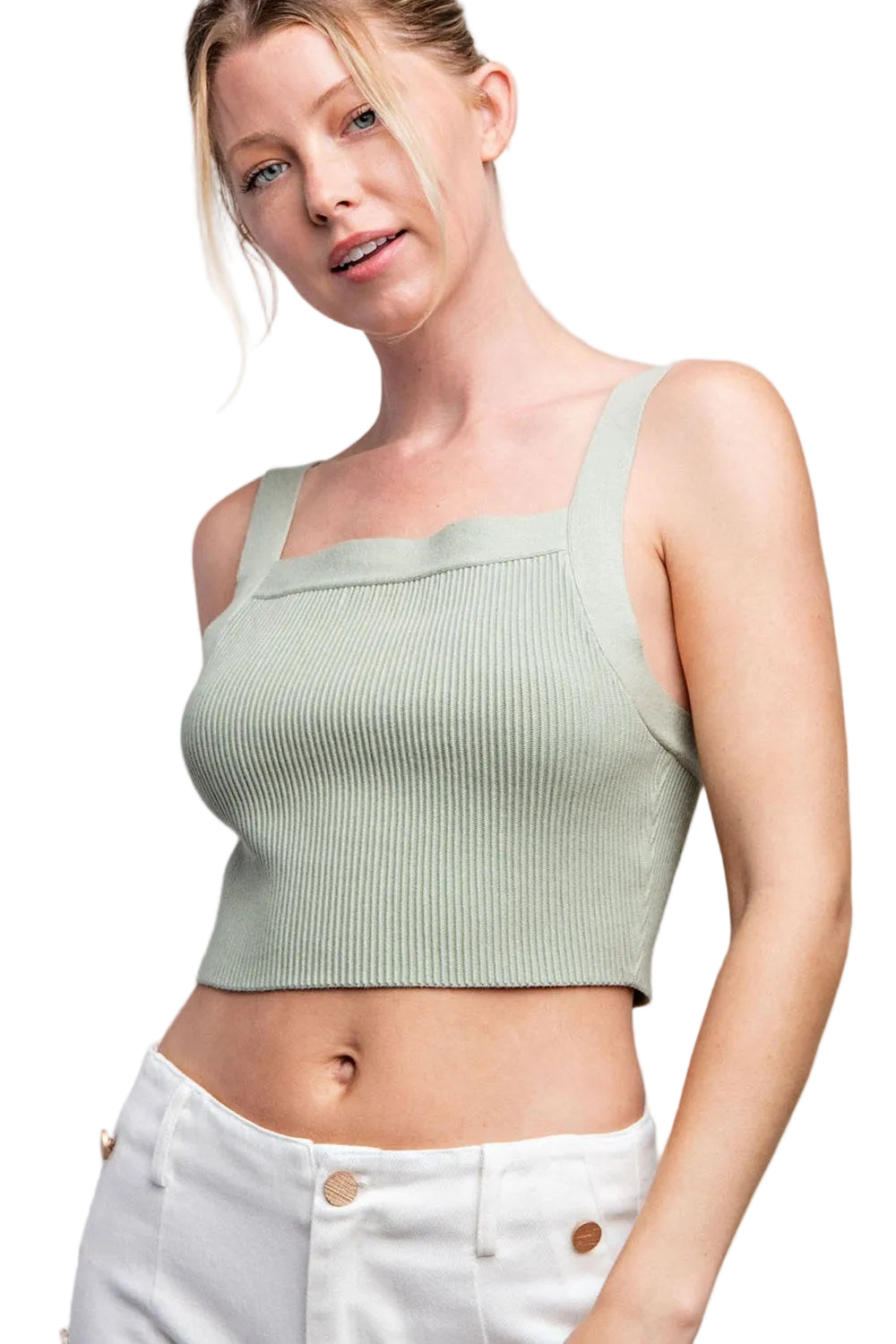 Crop Tank Top in Sage