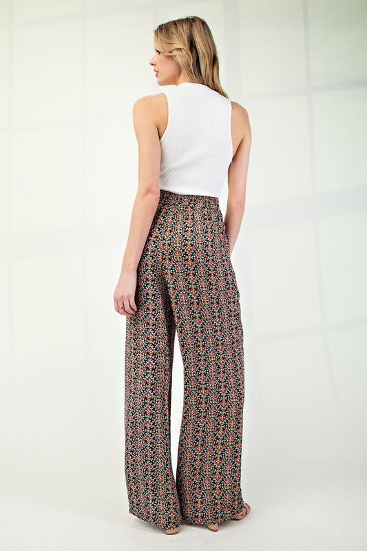 Flowy Boho Print Straight Leg Pants
