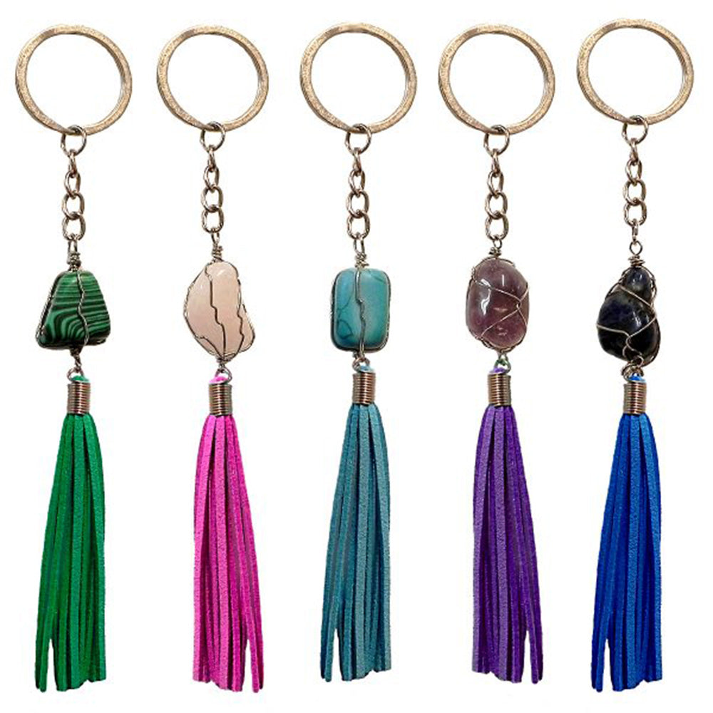 Agate Suede Tassle Keychain