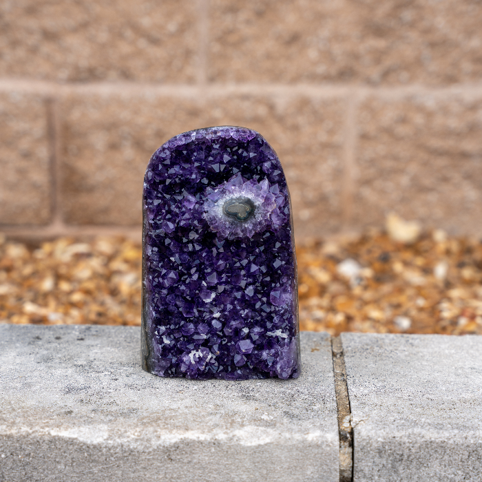 TRUENERGY Polished Quartz Crystal Cluster – Raw Amethyst Stone Rounded Edge & Stalactite – Grade A+ Dark Purple Geode for Home Decoration (Unique Specimen 2)