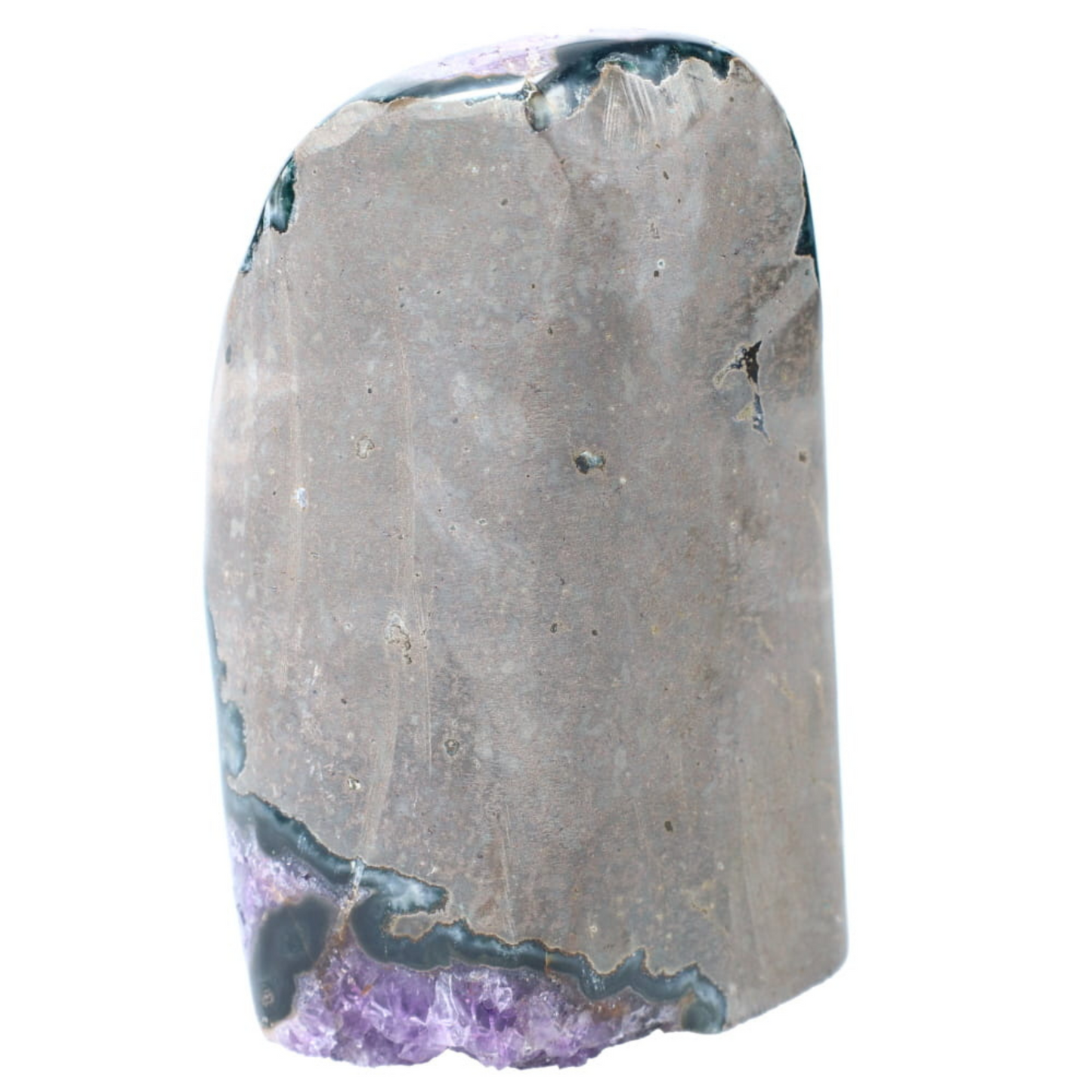 Polished Quartz Crystal Cluster –  3.325 lb Raw Amethyst Stone Rounded Edge and Stalactite  – Grade A+ Dark Purple