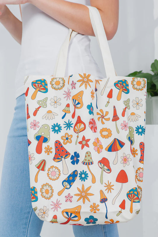 Hippy Mushroom Canvas Tote Bag SALE