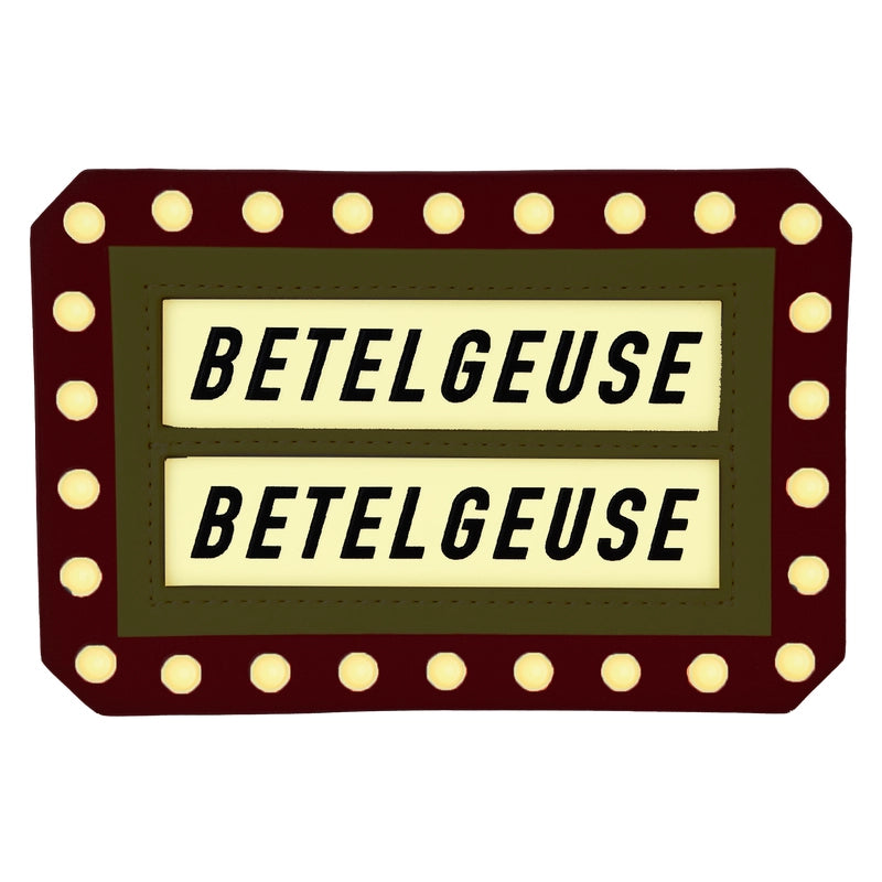 Loungefly Beetlejuice Here Lies Betelgeuse Marquee Glow Large Card Holder