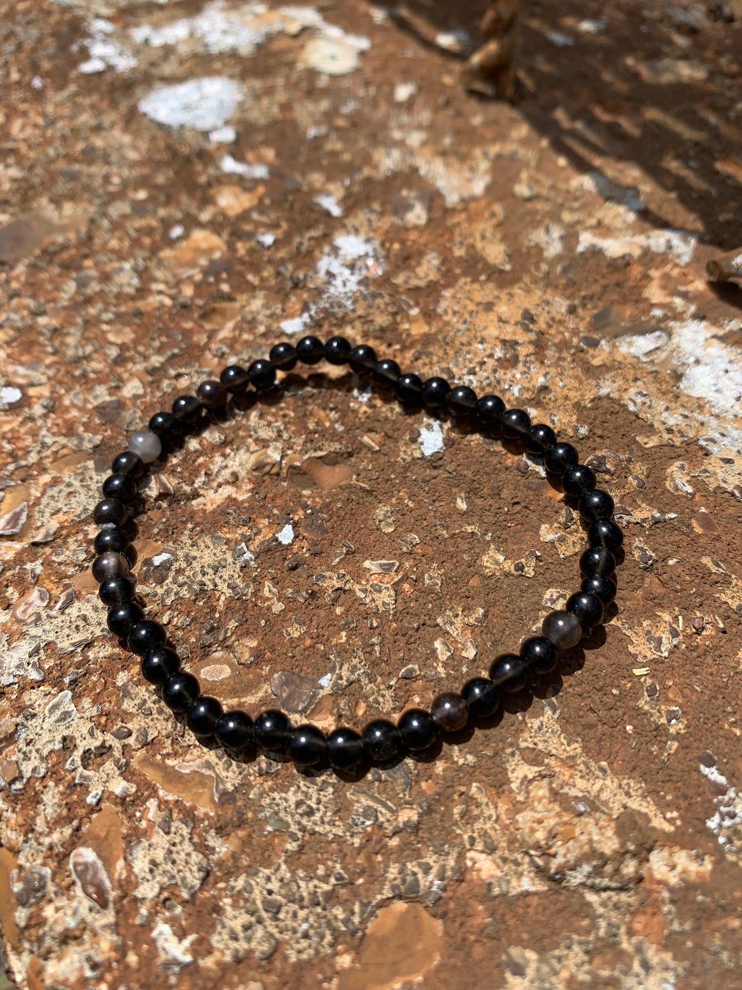 Black Agate Bracelet - 4mm SALE