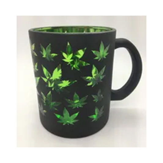 Black and Green Frosted Leaves Mug