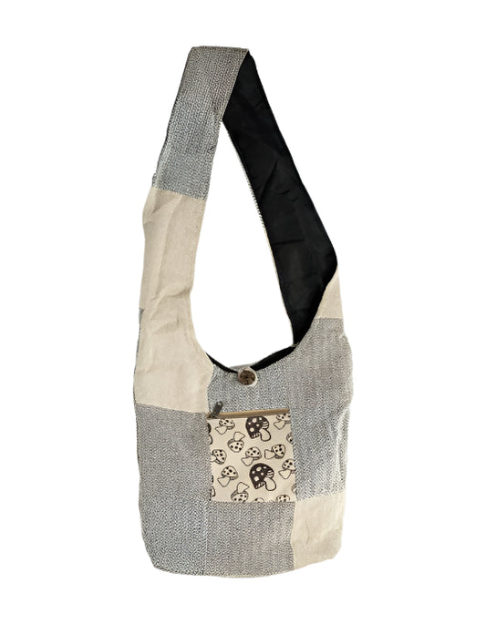Mushroom Print Patchwork Hobo Bag