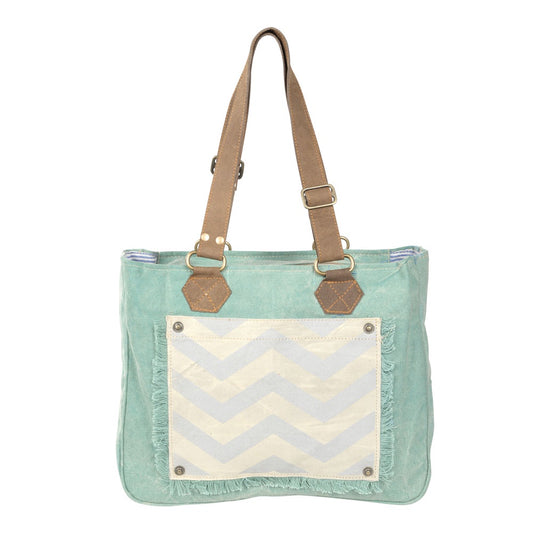 Clea Ray Chevron Pocket Tote Bag