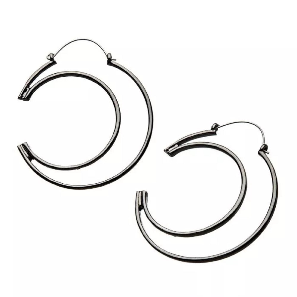 Cutout Moon Plug Hoops - 20g